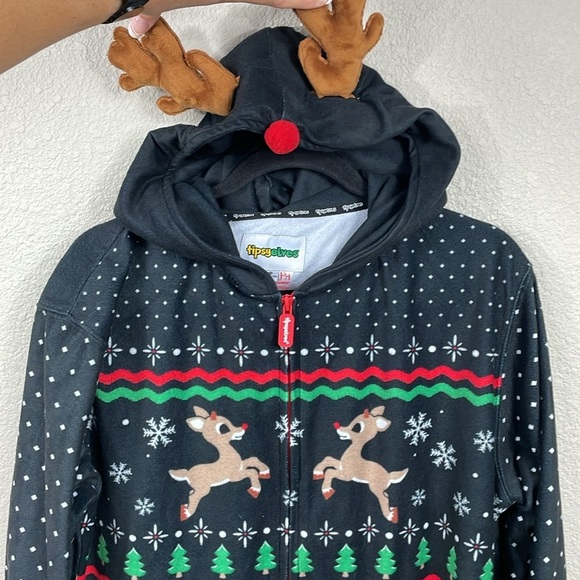 NWT Tipsy Elves Fair Isle Rudolph Jumpsuit Cozy Onesie Deer Christmas Sz M - Picture 5 of 13